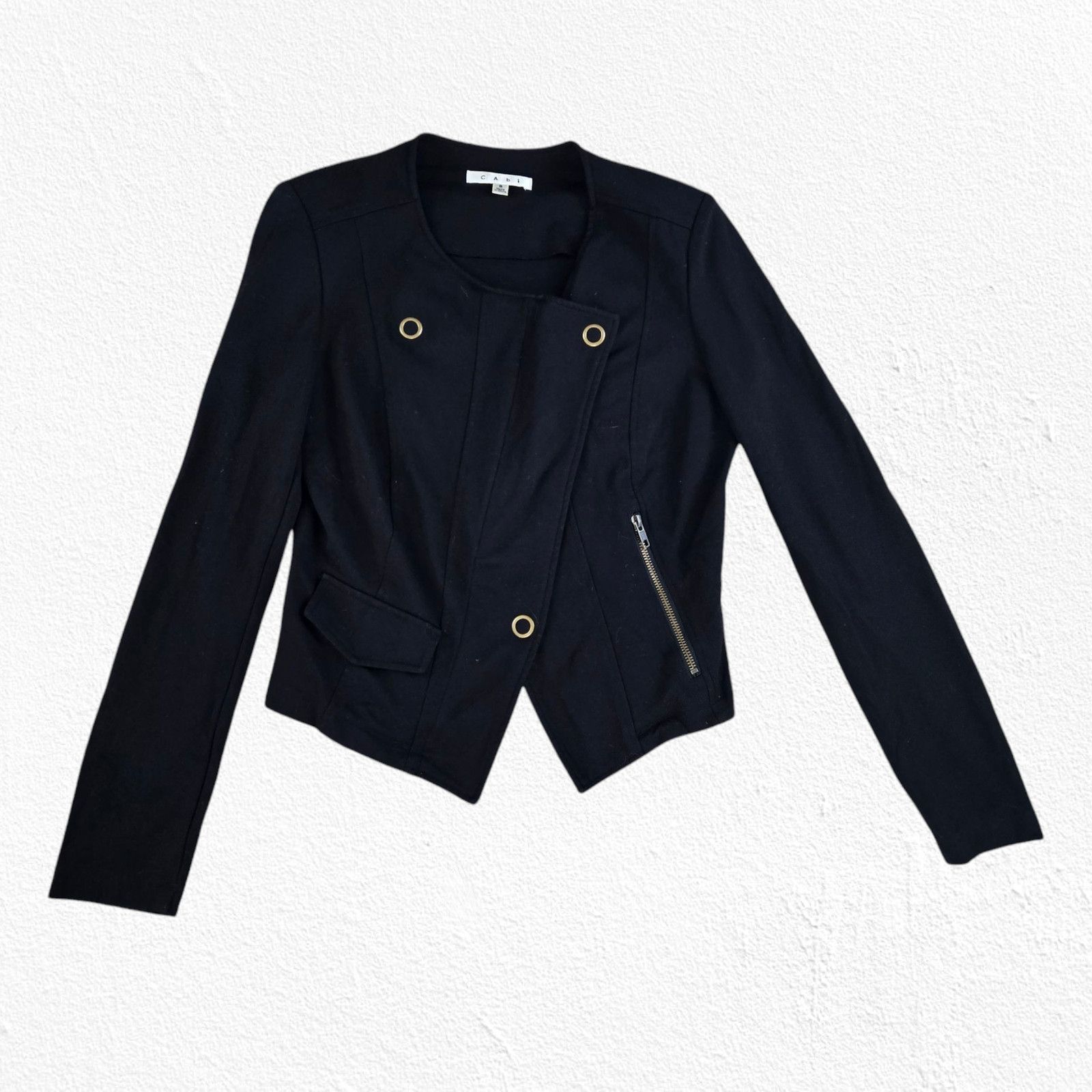 Other Y2K Black Ponte Asymmetrical Moto Knit Jacket Size Small Size S / US 4 / IT 40 - 2 Thumbnail