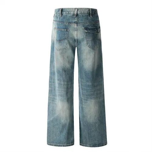 VIBE Men's wide-leg distressed cargo punk washed gradient jeans Size US 32 / EU 48 - 3 Thumbnail