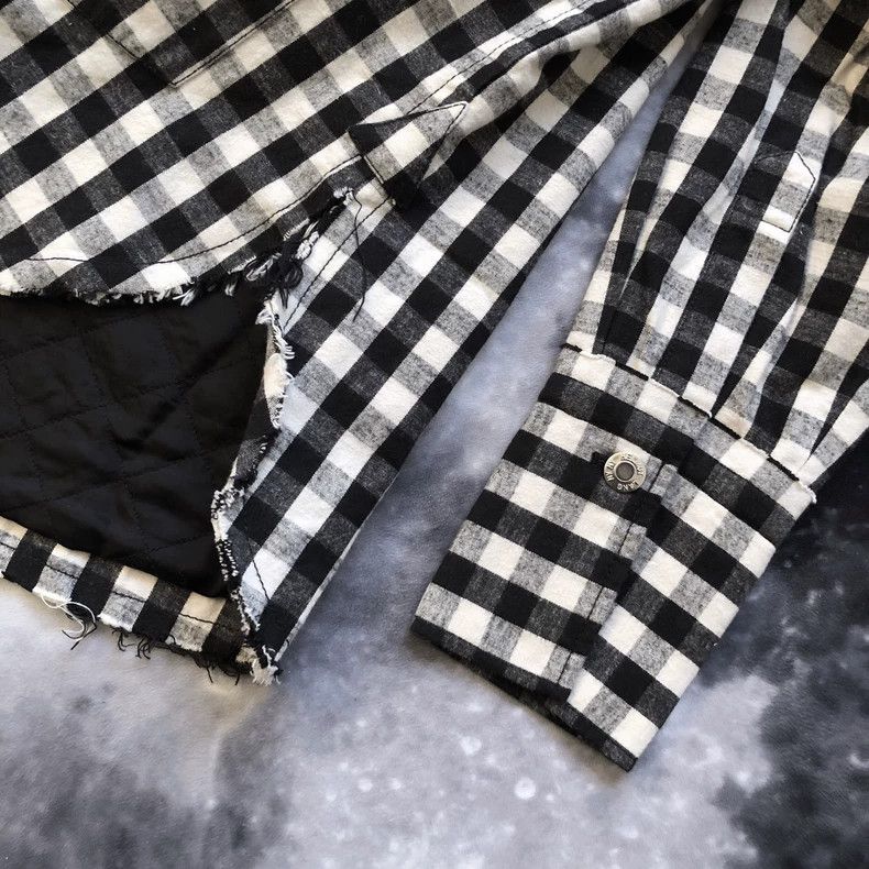 Helmut Lang HELMUT LANG Plaid shirt with fringed jacket Size US L / EU 52-54 / 3 - 7 Thumbnail
