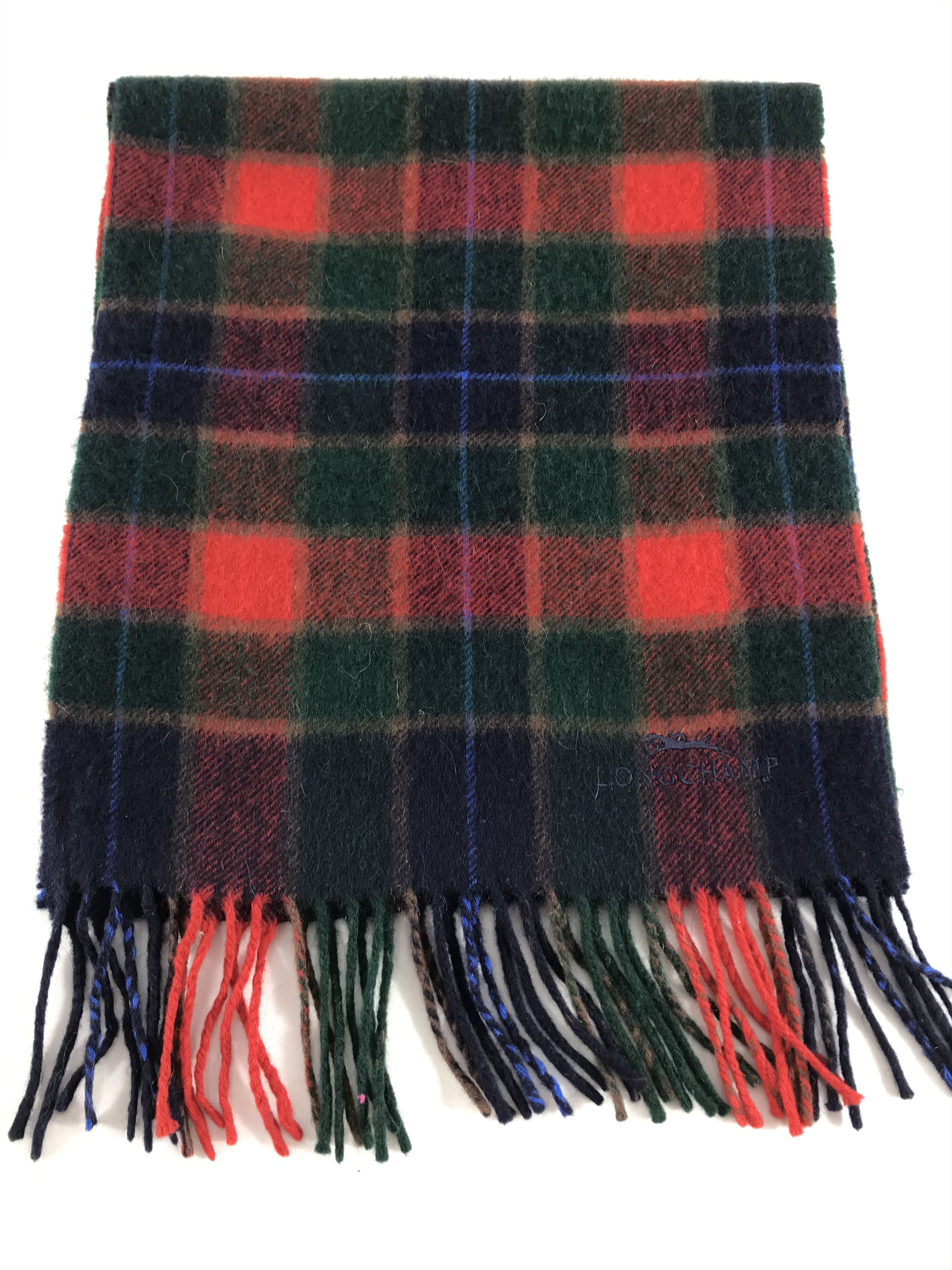 Longchamp Longchamp Tartan Cashmere Scarf Muffler V475 Size ONE SIZE - 2 Thumbnail