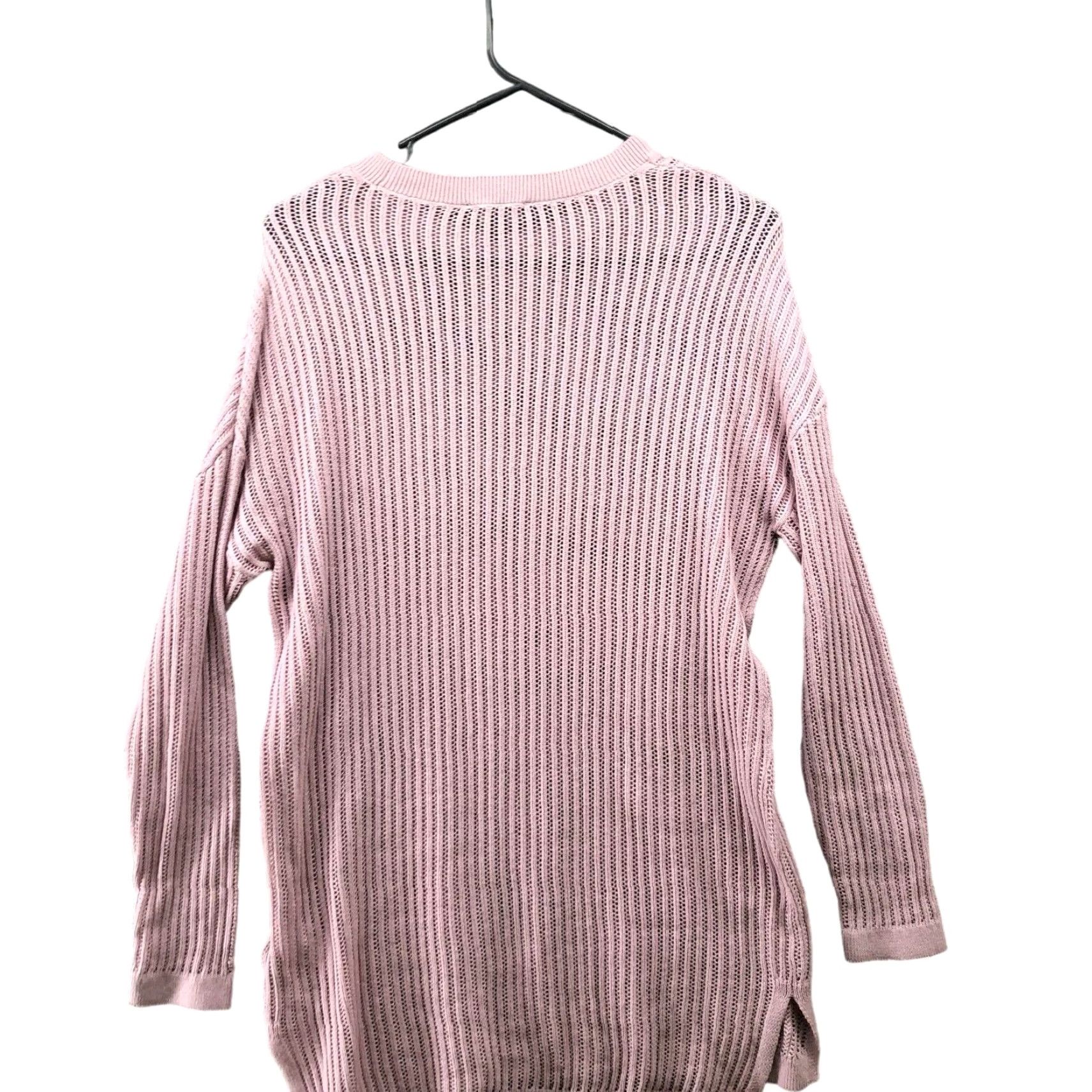 Express VINTAGE Express Tunic Sweater Womens XS Open Knit Cotton Pink Crewneck Longline Size XS / US 0-2 / IT 36-38 - 2 Thumbnail