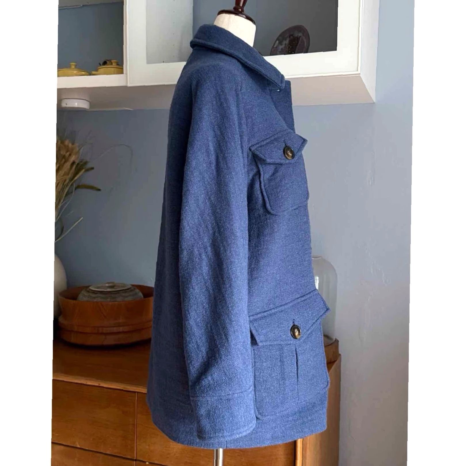 Vintage VINTAGE SEZANE Paulin Wool Coat Jacket Blue 34 / US 2 Wool Blend Check Short Coat Women Regular Size 2 Size XS / US 0-2 / IT 36-38 - 4 Thumbnail