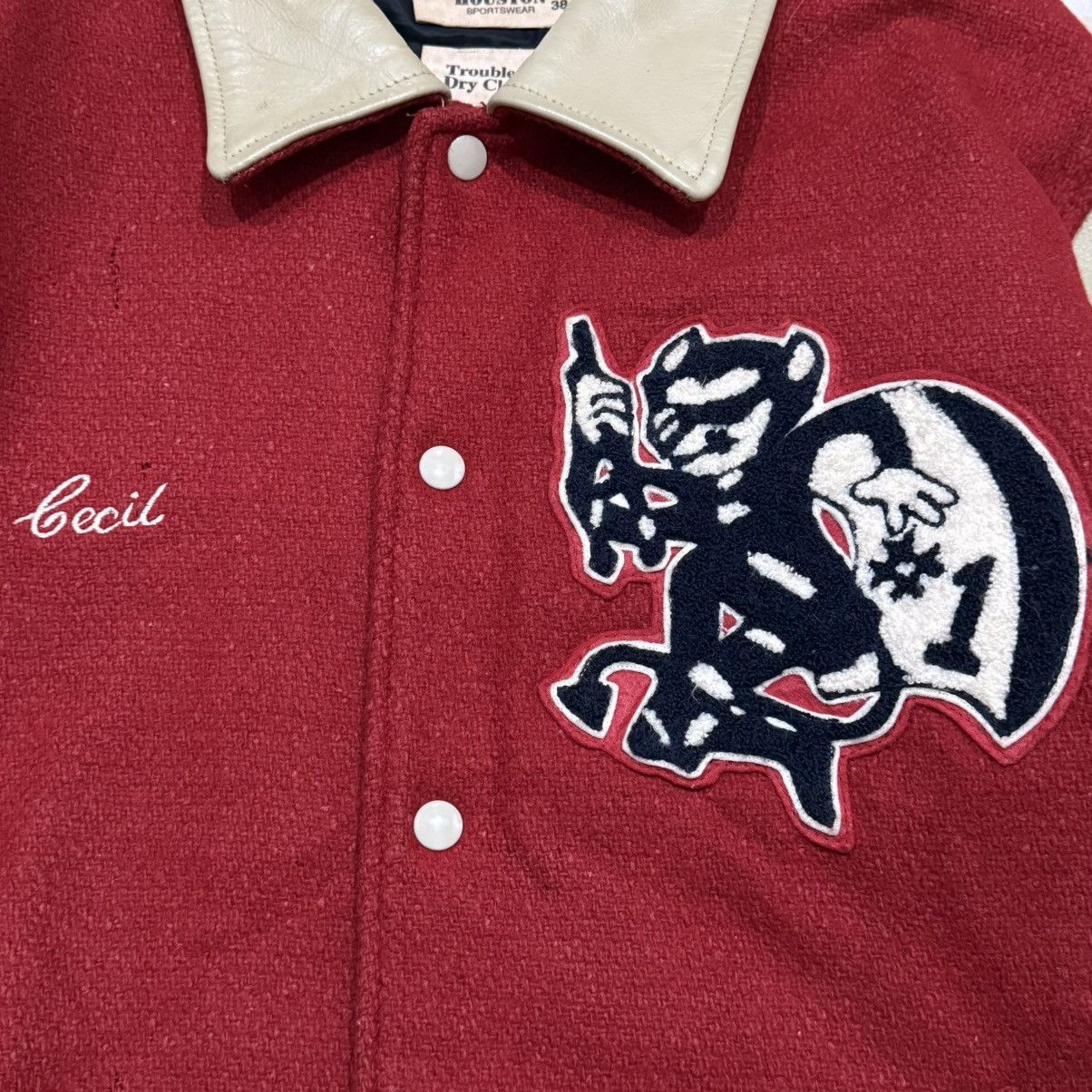 Vintage Houston Sportswear Devil Varsity Leather Jacket Size US M / EU 48-50 / 2 - 4 Thumbnail