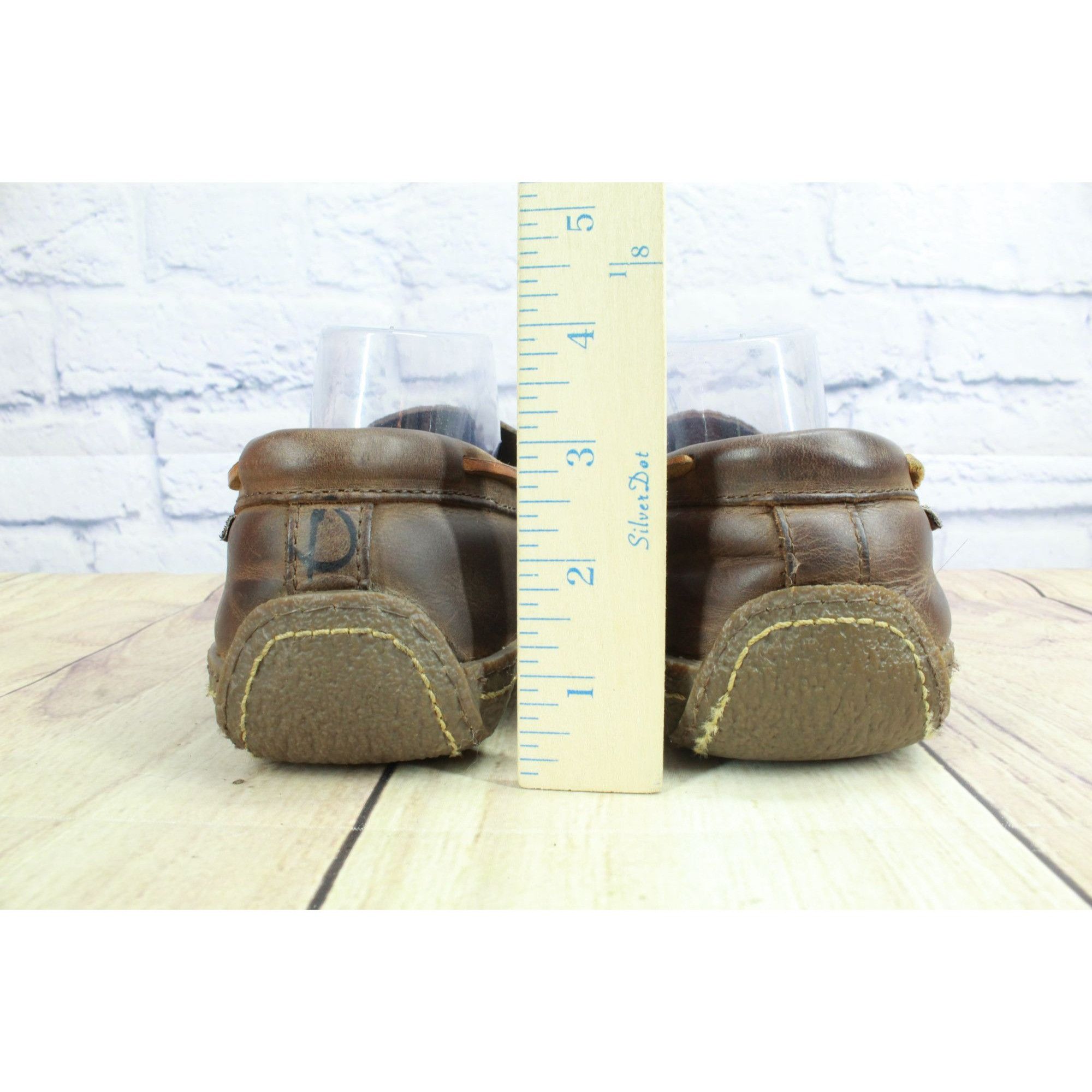 L.L. Bean LL Bean Brown Leather Flannel Lined Handsewn Slippers Size US 10 / EU 43 - 6 Thumbnail