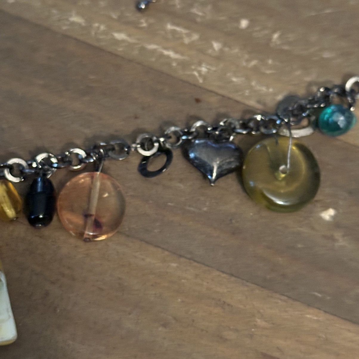Other Dark silver tone mother of pearl pendant and charms necklace Size ONE SIZE - 3 Thumbnail