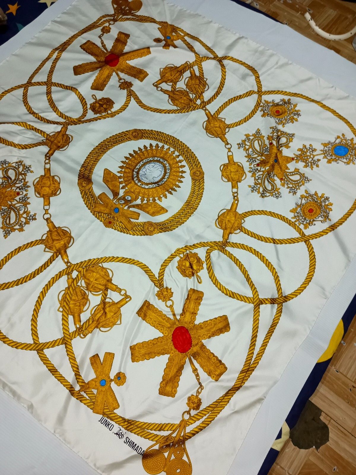Junko Shimada JUNKO SHIMADA JAPAN Victorian Jewelry Rope Gold Silk Scarf Size ONE SIZE - 3 Thumbnail
