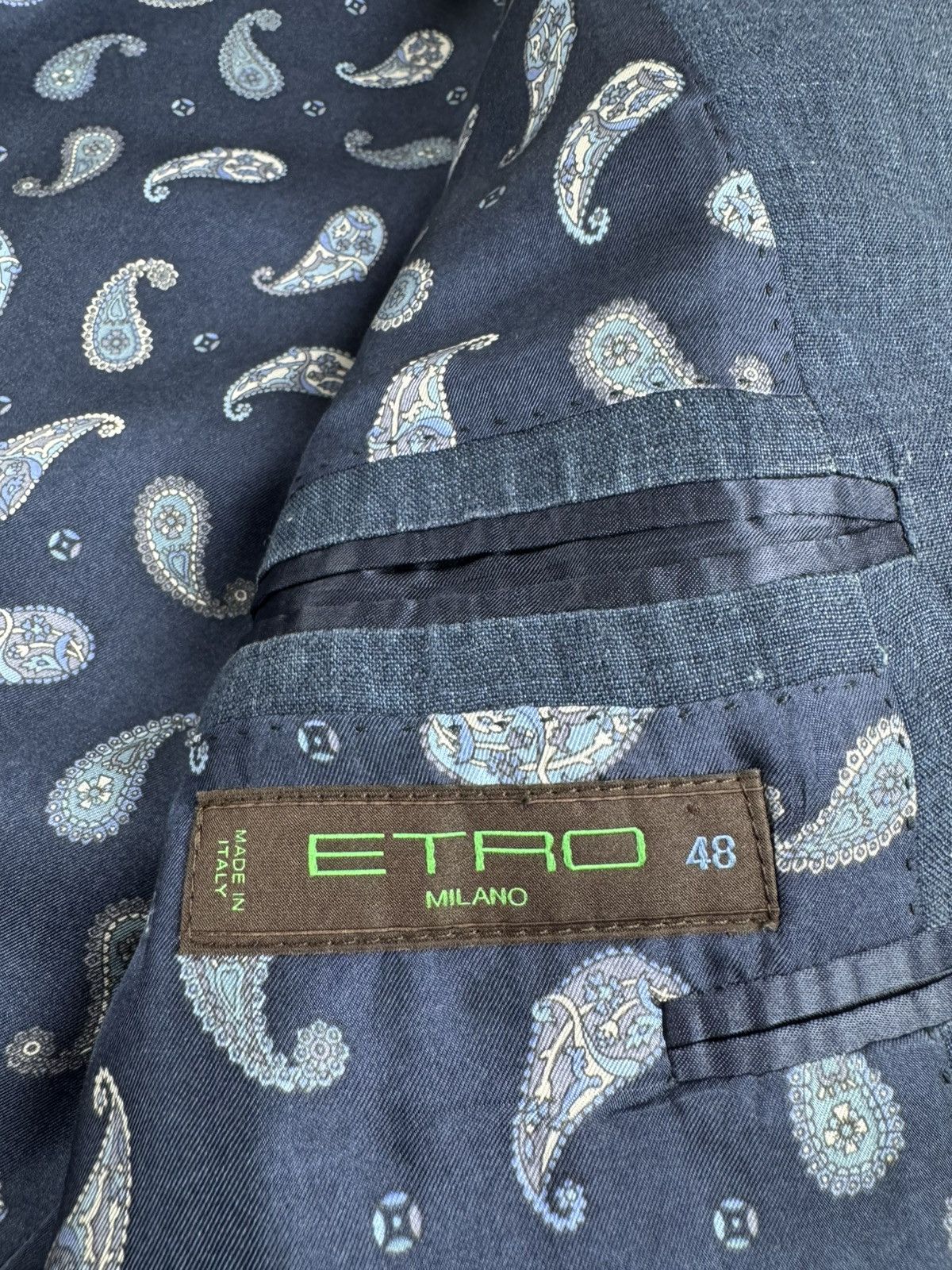 Etro Etro Milano 100% Linen 48R Size Classic Blue Men’s Blazer Jacket Trousers Suit Size 48R - 16 Thumbnail