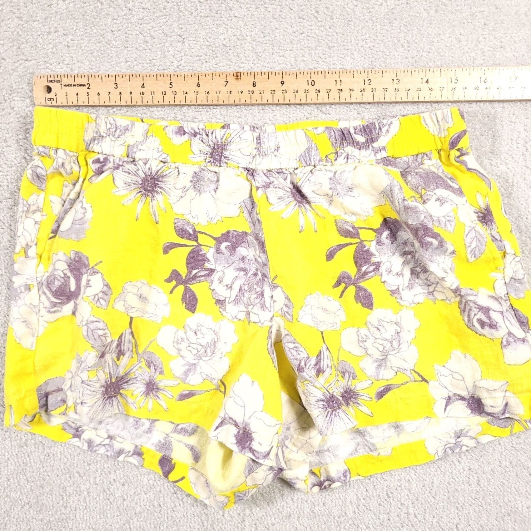 Vintage KUT From The Kloth Yellow Floral Linen Shorts Women's 10 Pull On Everyday Bright Size 32" / US 10 / IT 46 - 5 Thumbnail