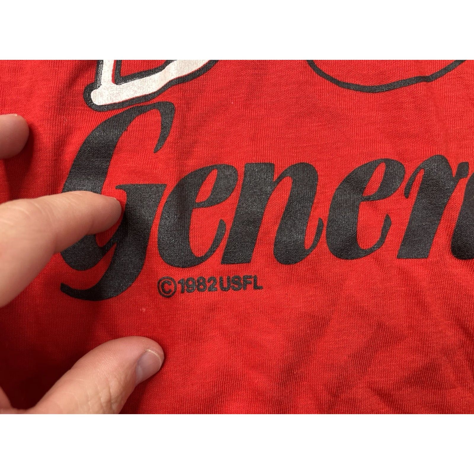 Vintage VINTAGE New Jersey Generals Shirt Mens L T-Shirt 1980s USFL Football Jersey Cotton RP Sportswear Red Size US L / EU 52-54 / 3 - 2 Thumbnail