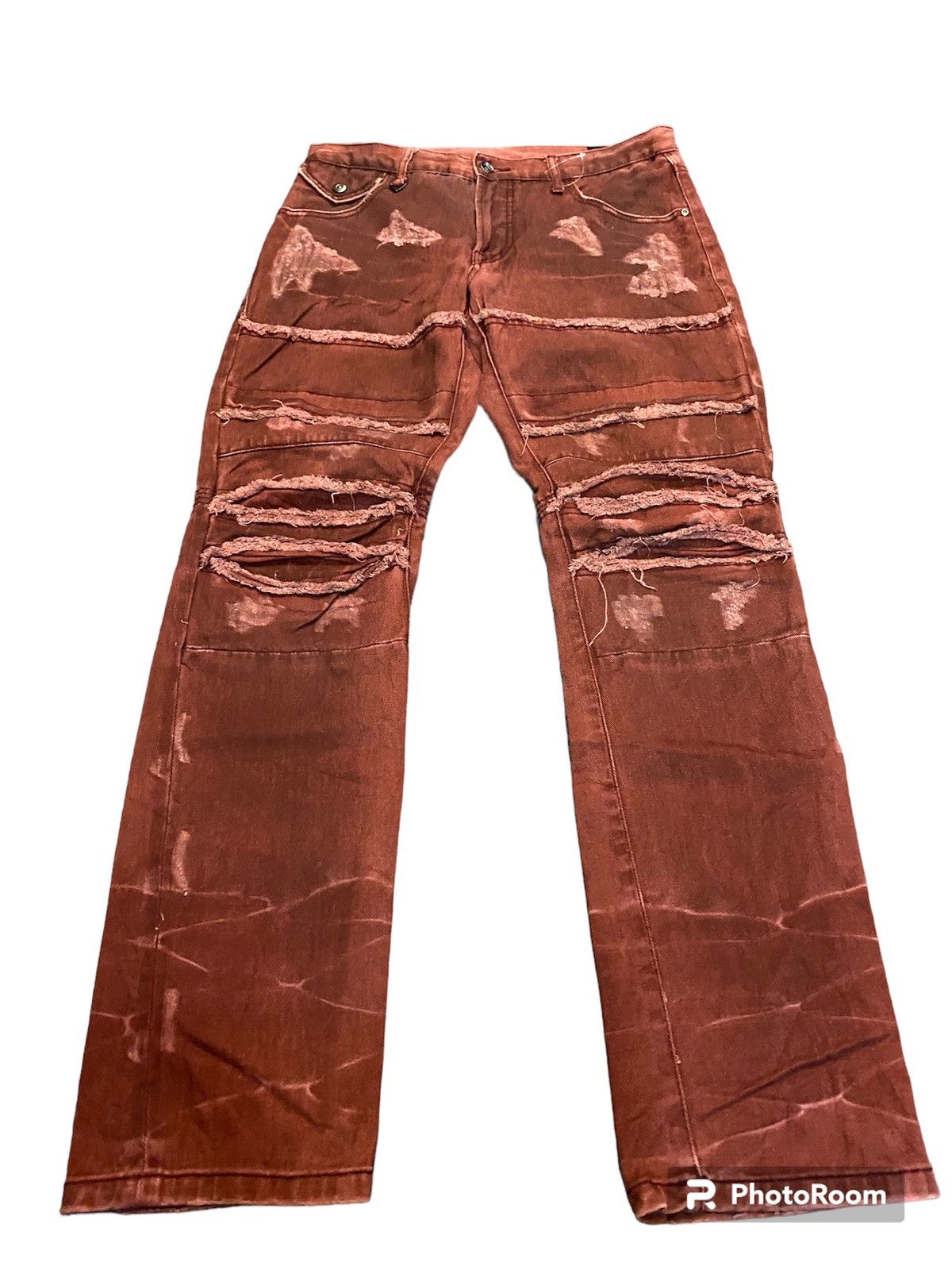 image of Distressed Denim x Hysteric Glamour Semantic Design Hagi Denim Jeans in Red, Men's (Size 34)