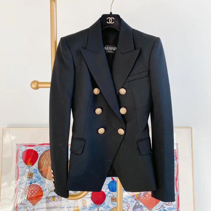Balmain Balmain Black Fabric Women's Jacket in Size XS 0089 Size XS / US 0-2 / IT 36-38 - 1 Thumbnail