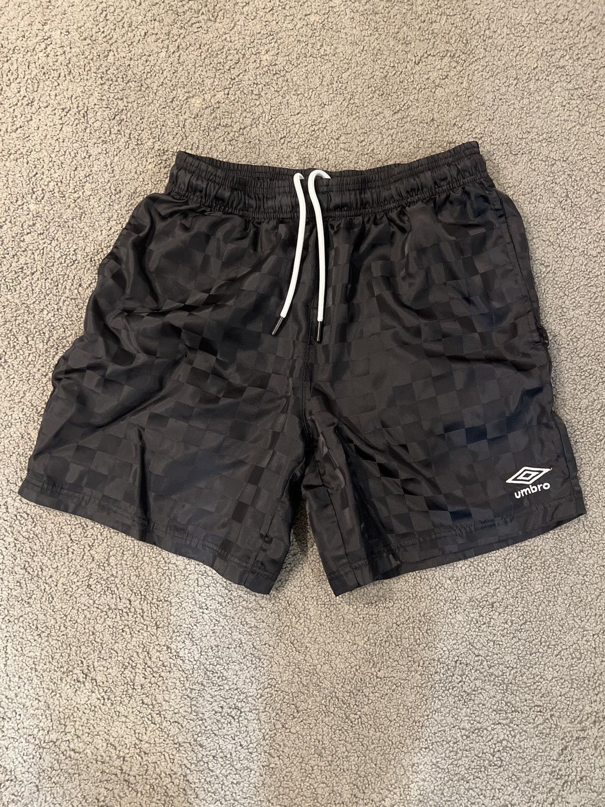 Umbro Vintage Black Checkered Medium Soccer Football Shorts