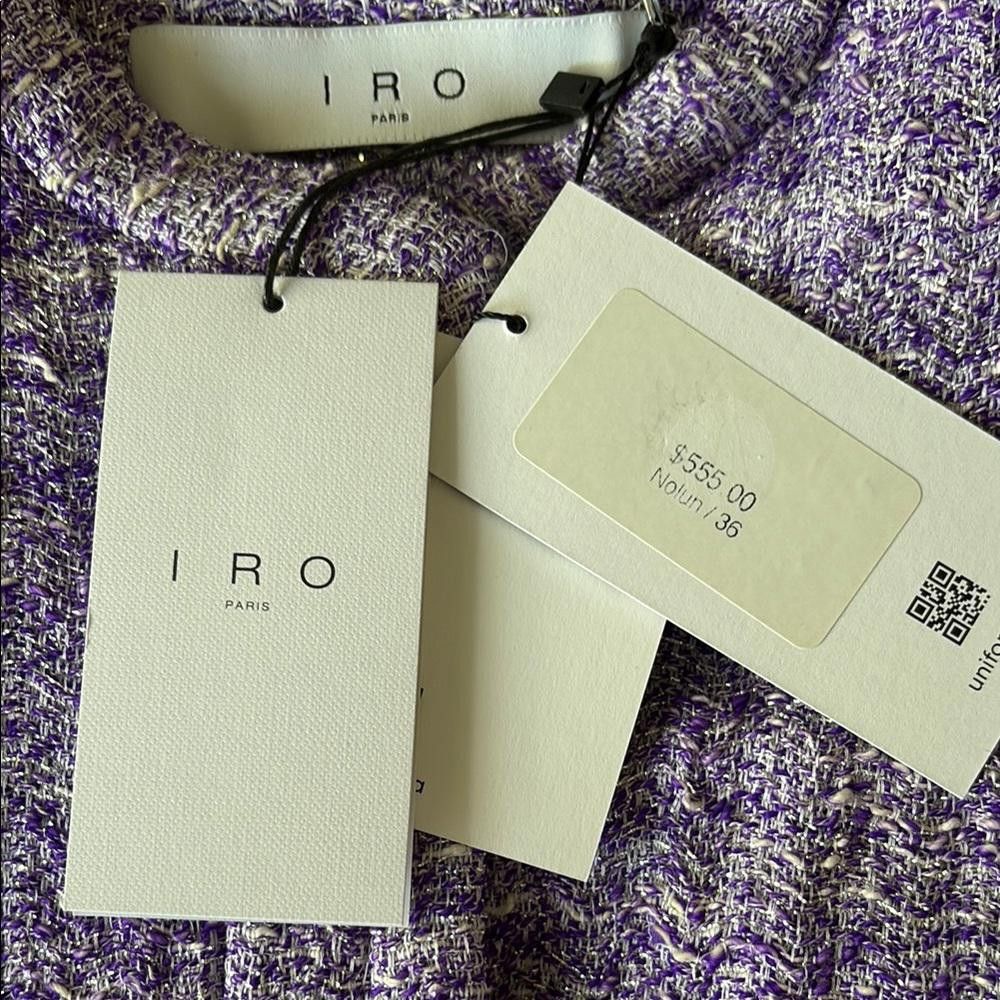 Iro IRO Paris Nolun Tweed Jacket Purple/Silver Size S/36 NWT Size S / US 4 / IT 40 - 9 Thumbnail