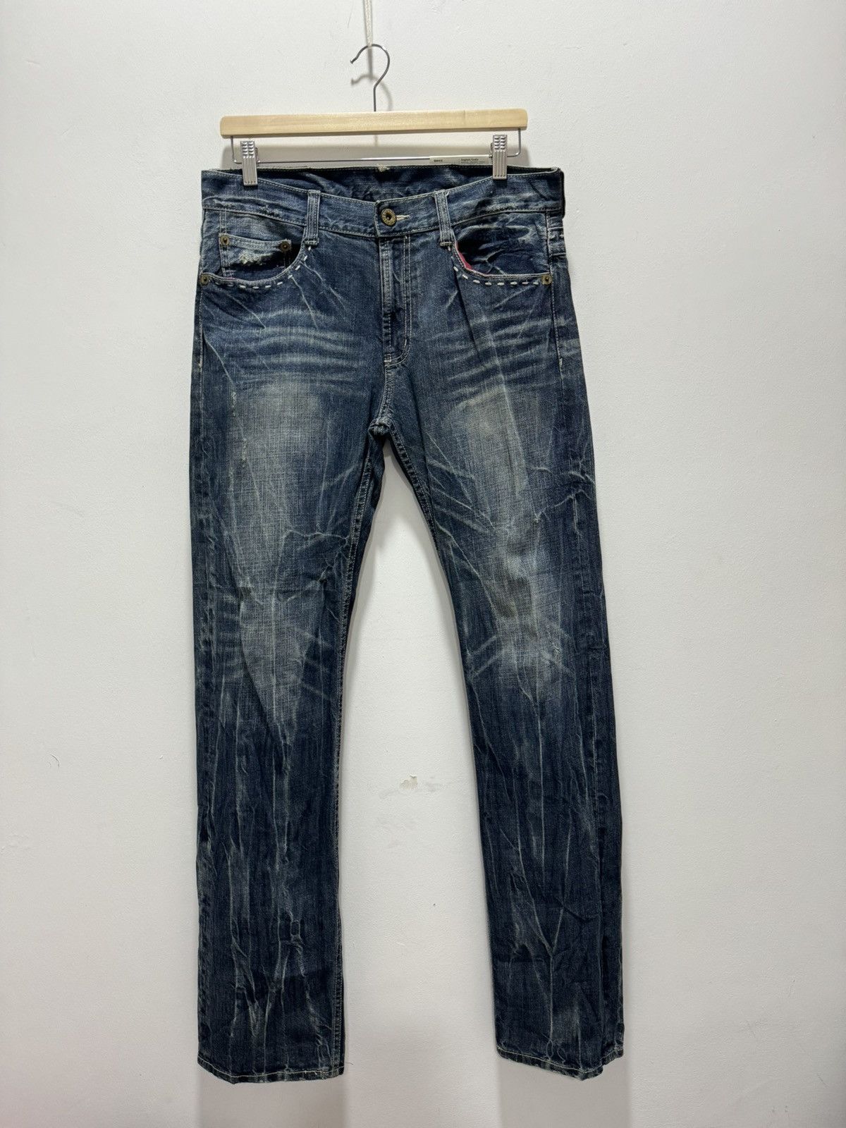 Japanese Brand JAPANESEBRAND WHISKERS PUNK STYLE DISTRESSED JEANS Size US 32 / EU 48 - 9 Thumbnail