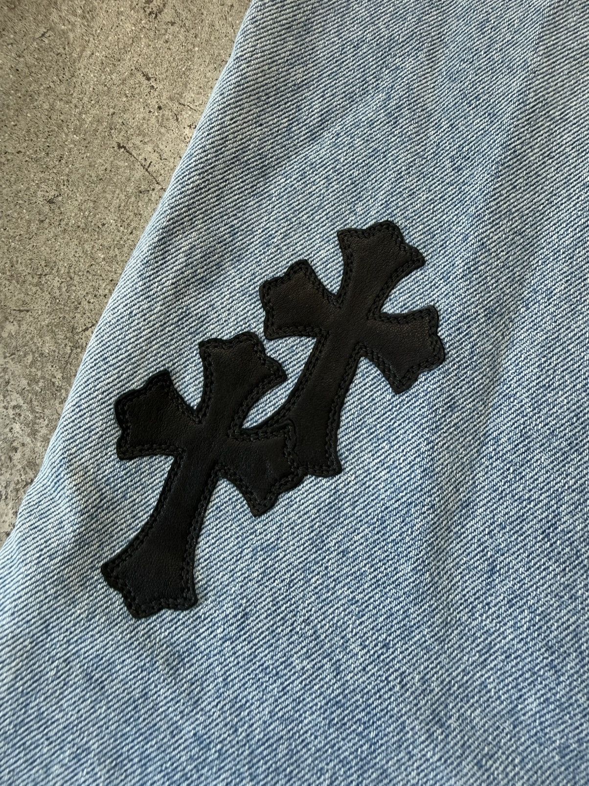 Chrome Hearts CHROME HEARTS CELEBRITY WEEKND 13 LEATHER CROSS LEVIS JEANS Size US 33 - 17 Thumbnail