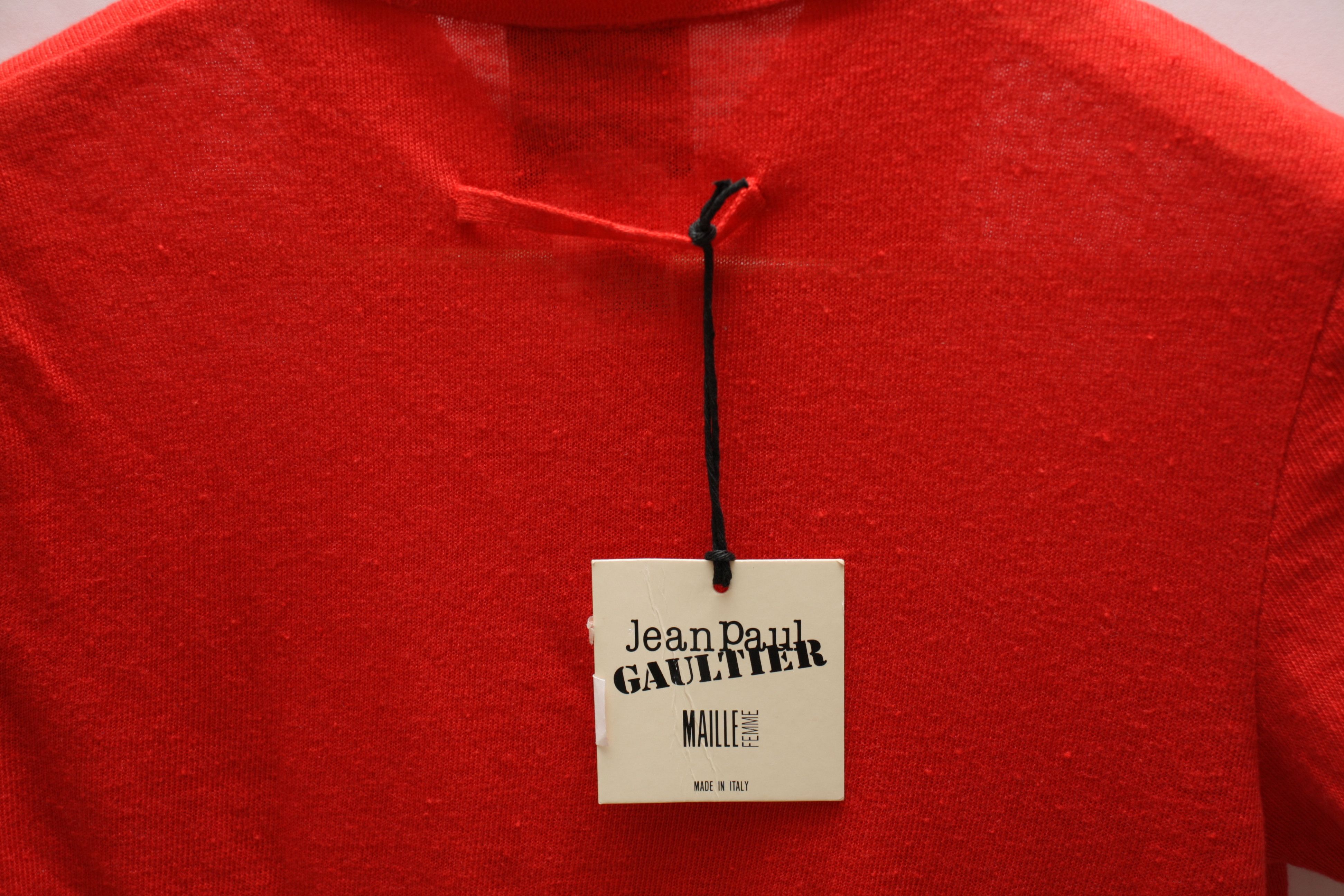 Jean Paul Gaultier NWT Jean Paul Gaultier Asymmetrical Polo Shirt Red Linen M Size M / US 6-8 / IT 42-44 - 7 Thumbnail