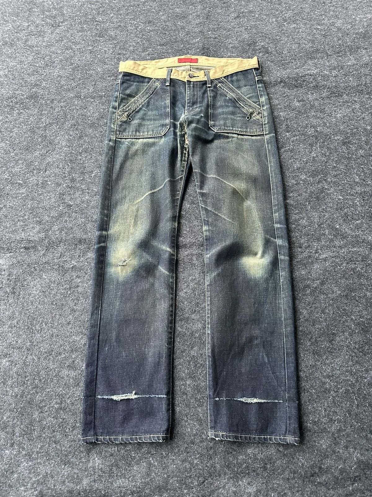 Edwin Vtg 90s Edwin Function Distressed Denim 33x33 D466 Size US 33 - 1 Thumbnail