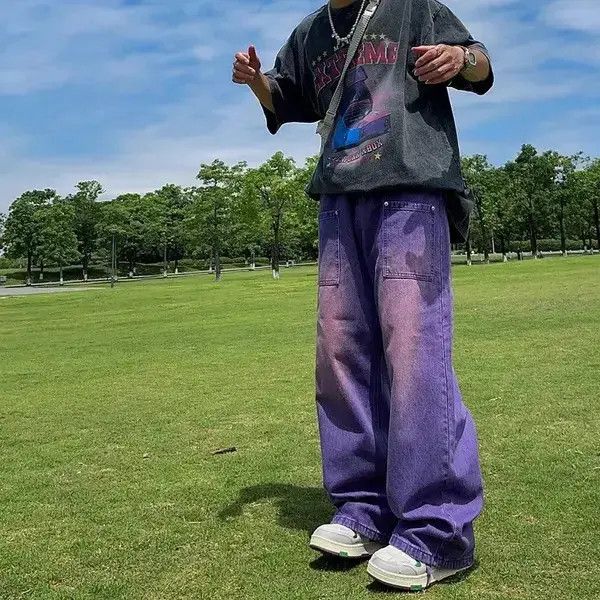 Japanese Brand Purple Y2K Jeans Men Casual Streetwear Size US 30 / EU 46 - 1 Thumbnail