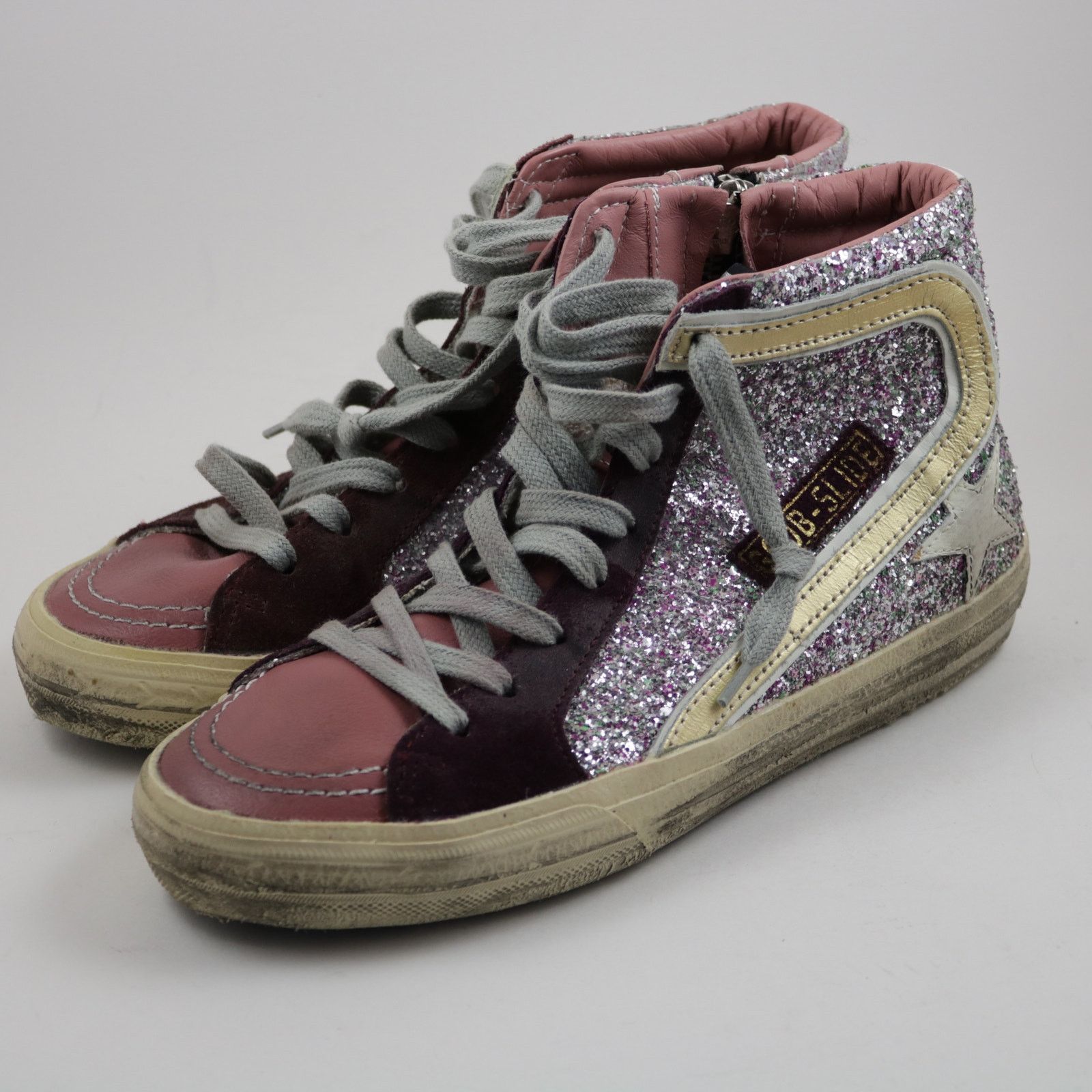 Golden Goose Deluxe Brand Sequin Slide Zip Sneakers 36 6