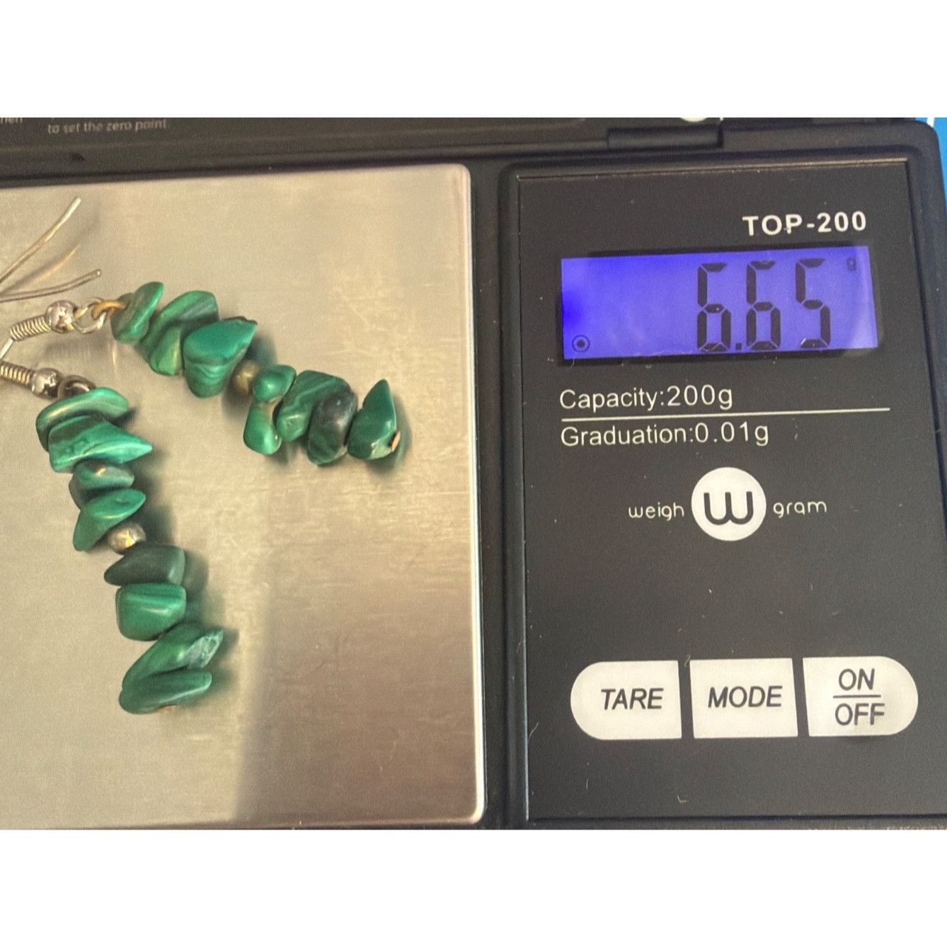 Other Malachite Chip Beaded Dangle Earrings Silver Tone Hooks 2" L Size ONE SIZE - 5 Thumbnail