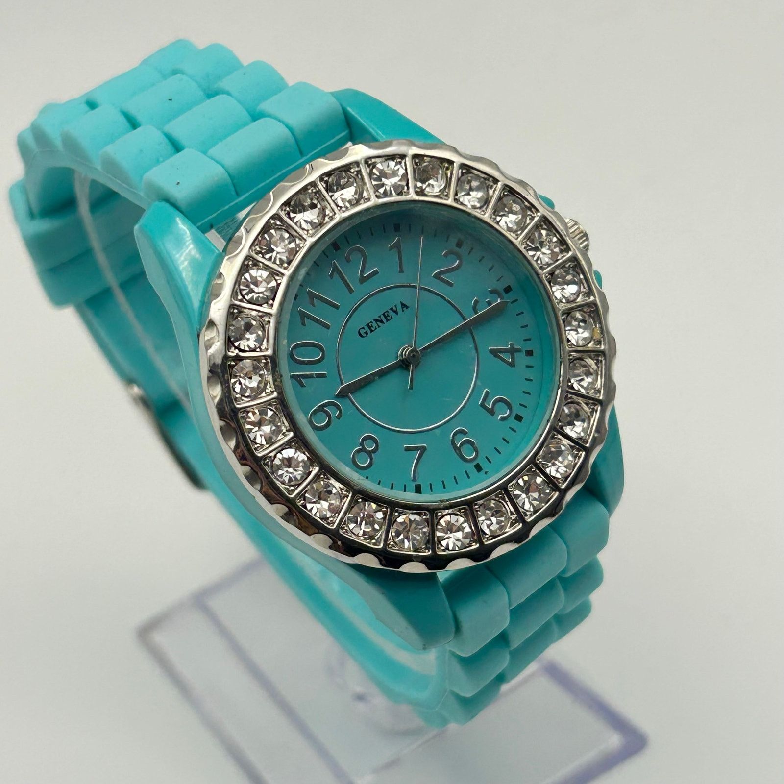 Geneva Geneva Silver Crystals Light-blue Tone Womens Fashion Watch Size ONE SIZE - 3 Thumbnail