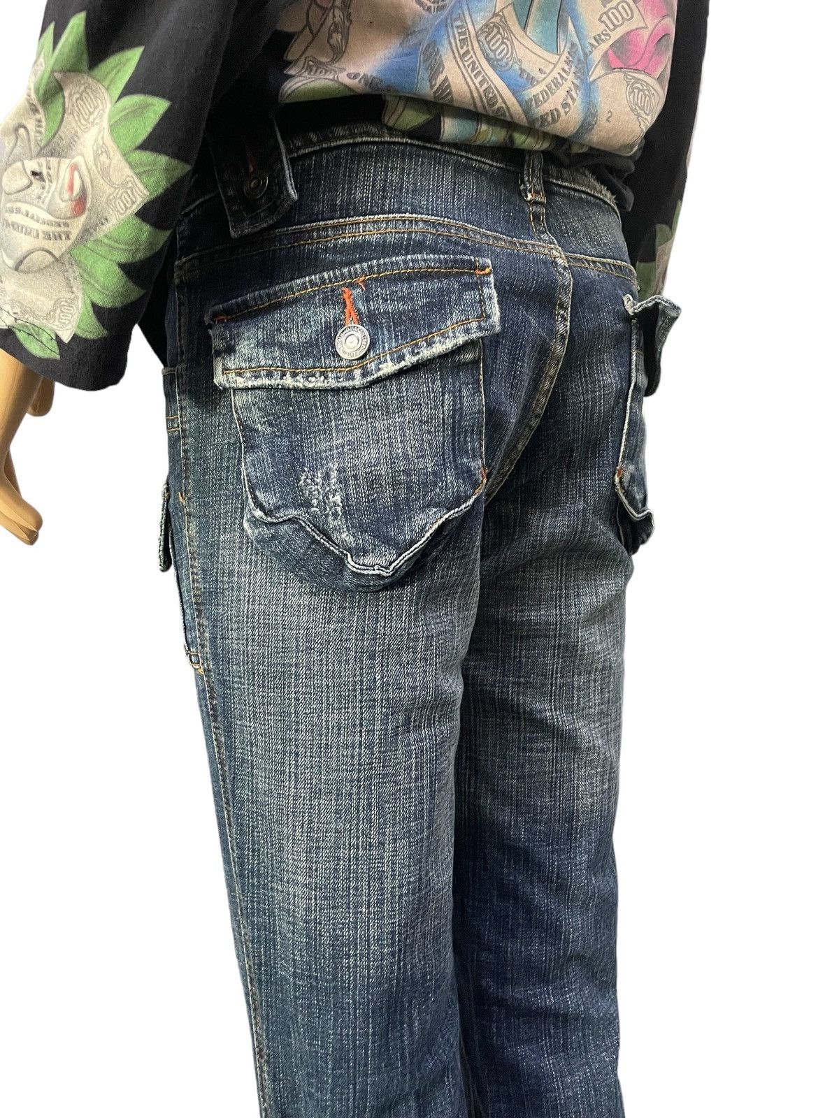 If Six Was Nine × Le Grande Bleu (L.G.B.) Camel Road Japan Bush Pocket Flared Stacked Denim Pants Size US 28 / EU 44 - 6 Thumbnail