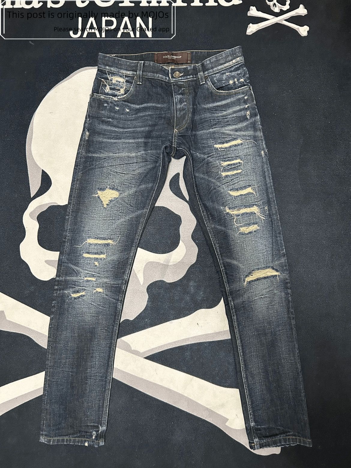 Sz 46 Dolce & Gabbana Runway Logo Leather Patch Denim
