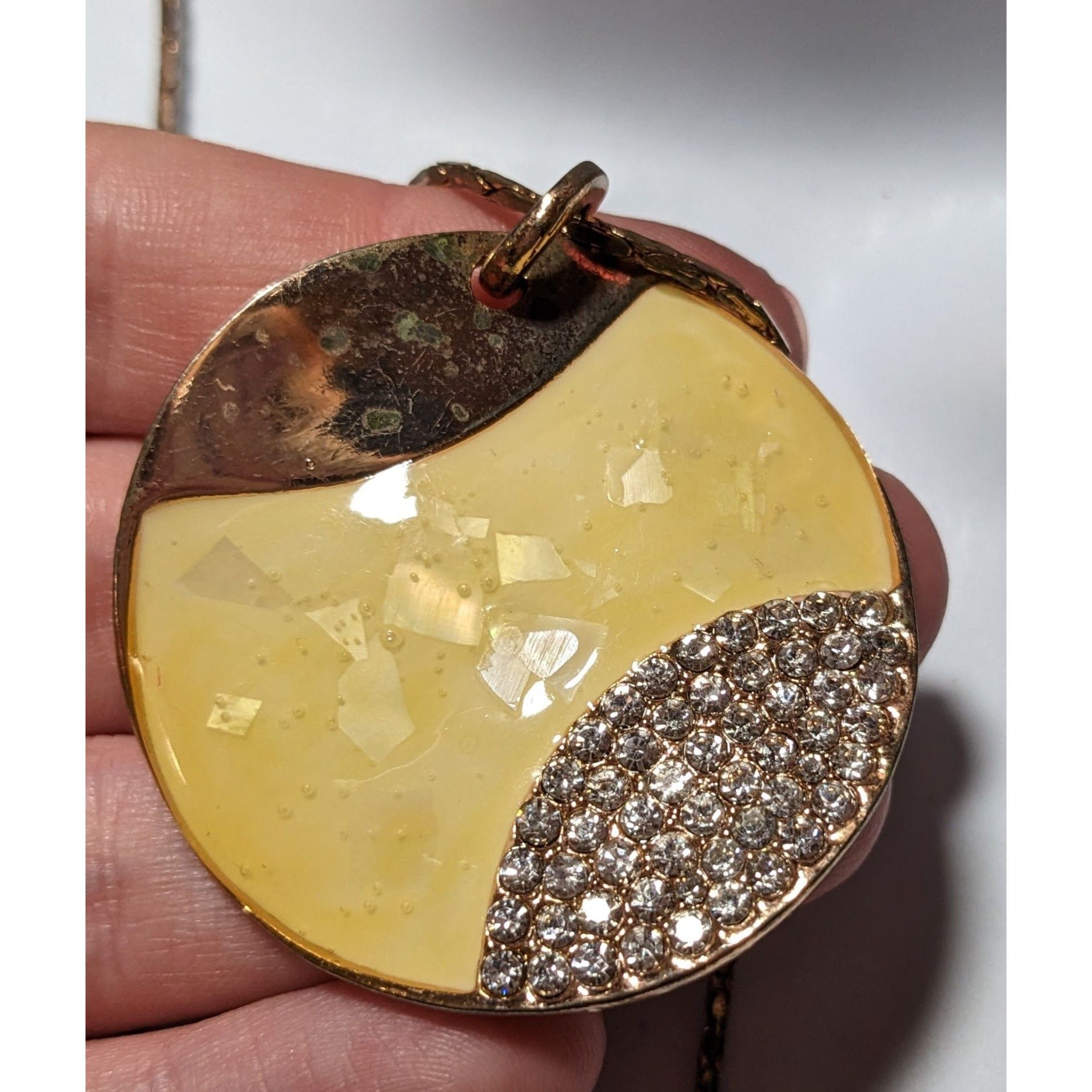 Other Gold And Yellow Enamel Rhinestone Pendant Necklace Size ONE SIZE - 8 Thumbnail
