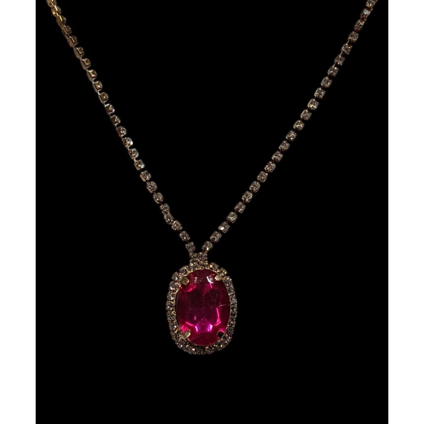 Other Fantasy Glam Pink Gemmed Pendant Necklace With Rhinestone Ac Size ONE SIZE - 2 Thumbnail