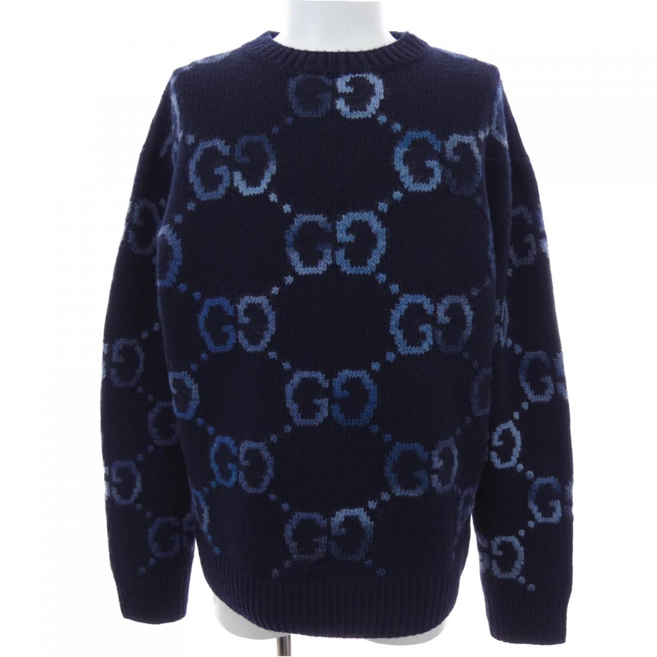 Gucci Gucci Gucci GG Intarsia Wool Sweater Textile Tops 770509XKDSJ DUTY FREE for USA Size ONE SIZE - 1 Thumbnail