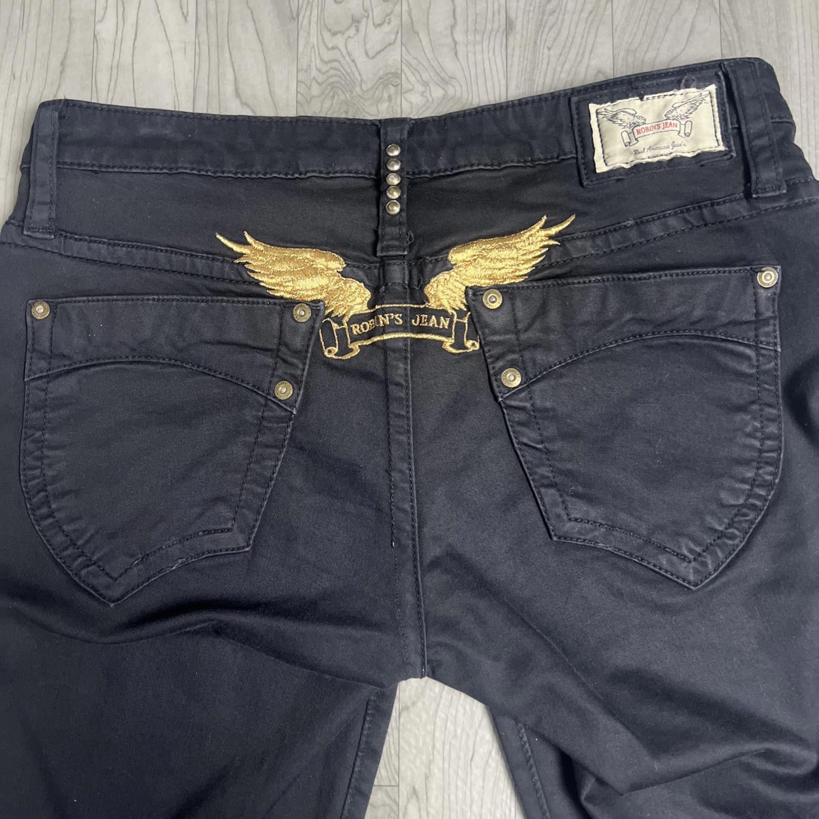 Designer Robin’s Jean Marilyn Skinny Black/Gold Wings/Women’s Size 29 Size 29" - 2 Thumbnail