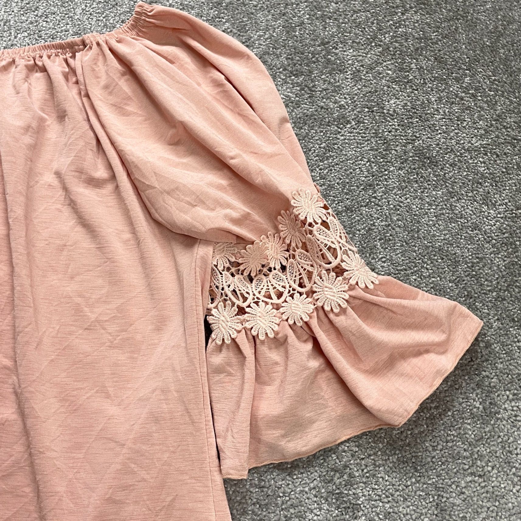Pinko Win Win Blouse Shirt Womens Plus 3XL Off the Shoulder Pink Crochet Ruffle Short Sleeve Tunic Adult Womens Modern Classic Dressy Casual Size XXL / US 16-18 / IT 52-54 - 3 Thumbnail
