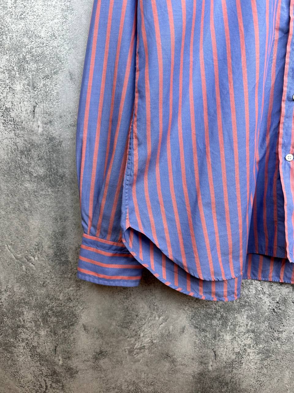 Other ORIAN dal 1968 Striped Button Up Shirt Blue & Coral Cotton Size US L / EU 52-54 / 3 - 6 Thumbnail
