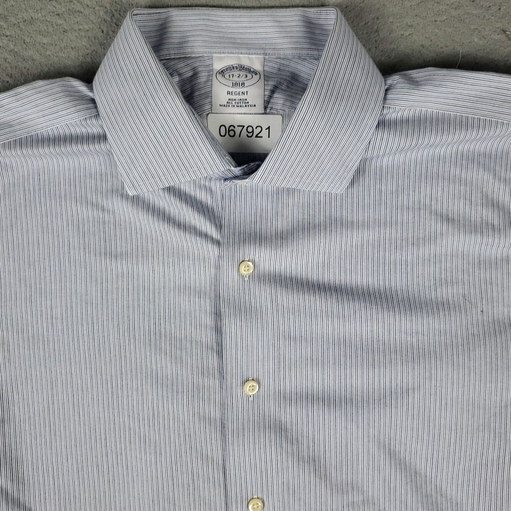 Brooks Brothers Brooks Brothers Shirt Mens 17 Blue Striped Regent Dress Button Up Long Sleeve Size 46R - 2 Thumbnail