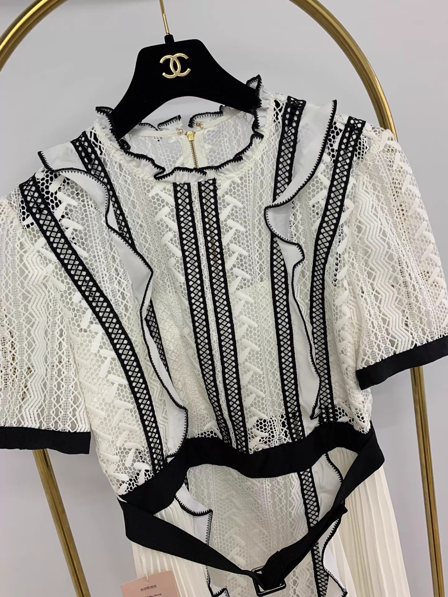 Other self-portrait black & white lace tulle dress UK12 Size M / US 6-8 / IT 42-44 - 2 Thumbnail