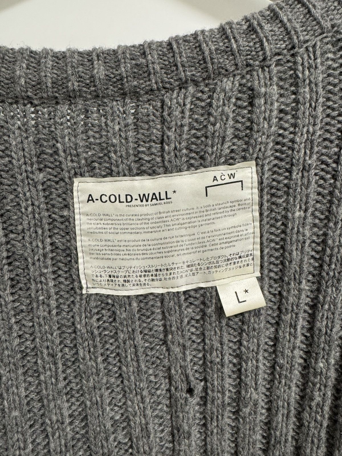 A-COLD-WALL* A-cold-wall* Logo Patch Distressed Sweater In Grey Size US L / EU 52-54 / 3 - 5 Thumbnail
