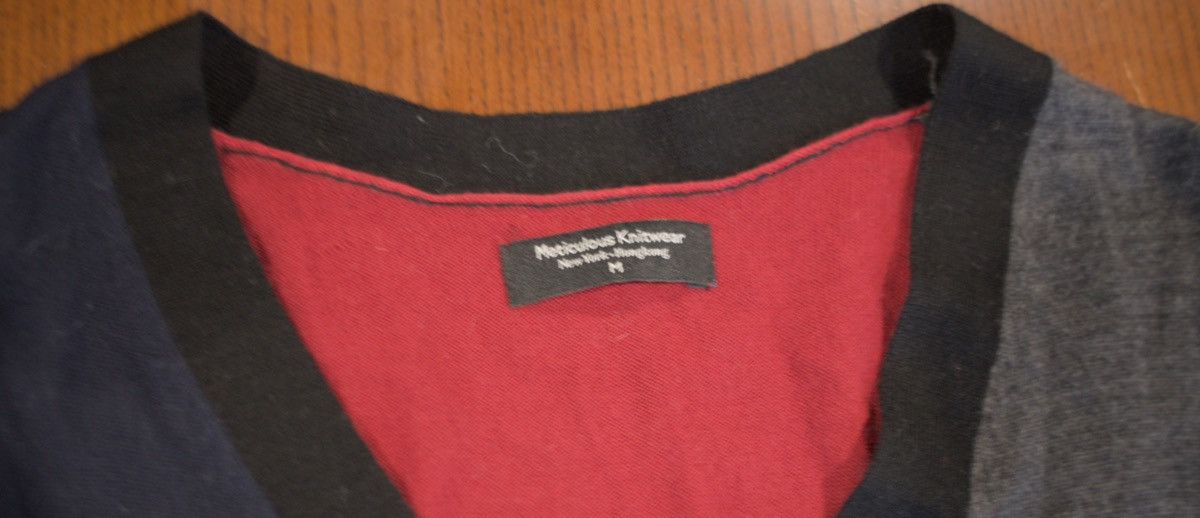 Designer × Japanese Brand × Nepenthes Nepenthes Meticulous Knitwear Men's Merino Cardigan Red/Navy Size US M / EU 48-50 / 2 - 3 Thumbnail