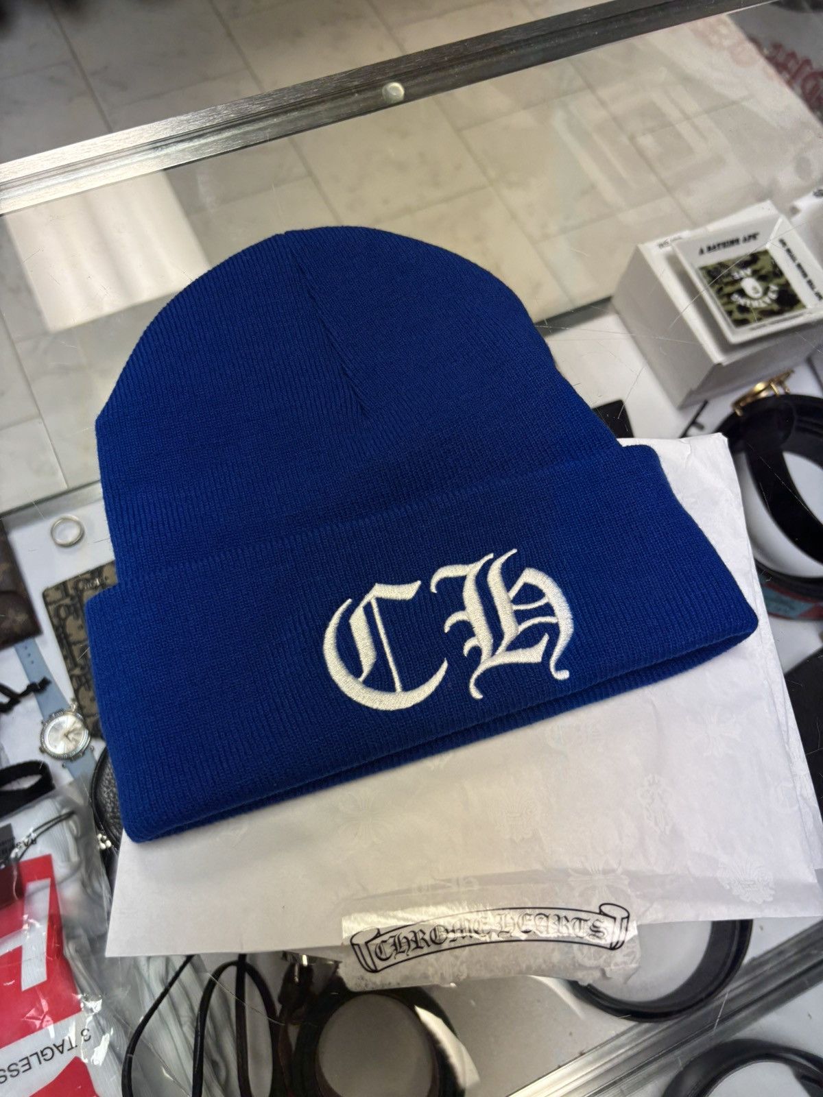 Chrome Hearts Chrome Hearts Horseshoe Plus Beanie - Navy | Grailed