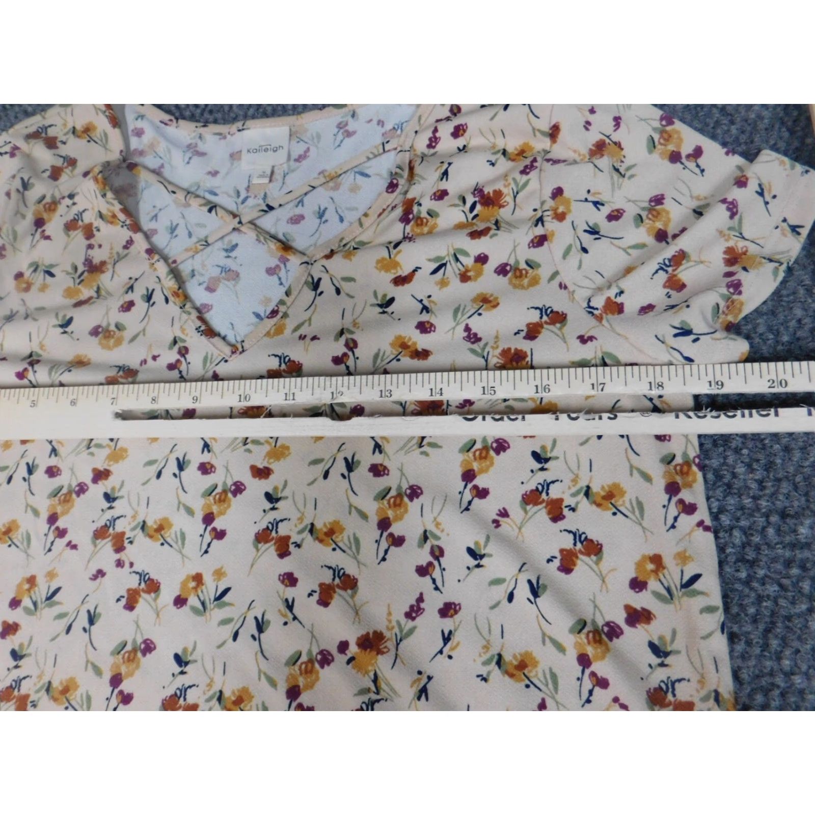 Vintage Kaileigh Blouse Womens M Beige Floral Pullover Short Sleeve Round Neck Regular Basic Shirt Fashion Size M / US 6-8 / IT 42-44 - 5 Thumbnail