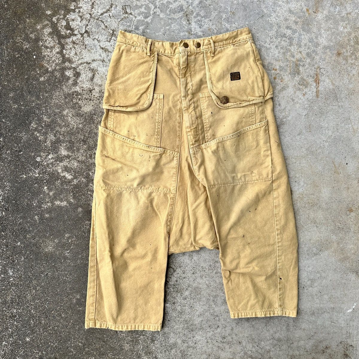 image of Kapital x Kapital Kountry Dropped Crotch Sarouel Rabbit Military Workwear Pant in Mustard Yellow (S