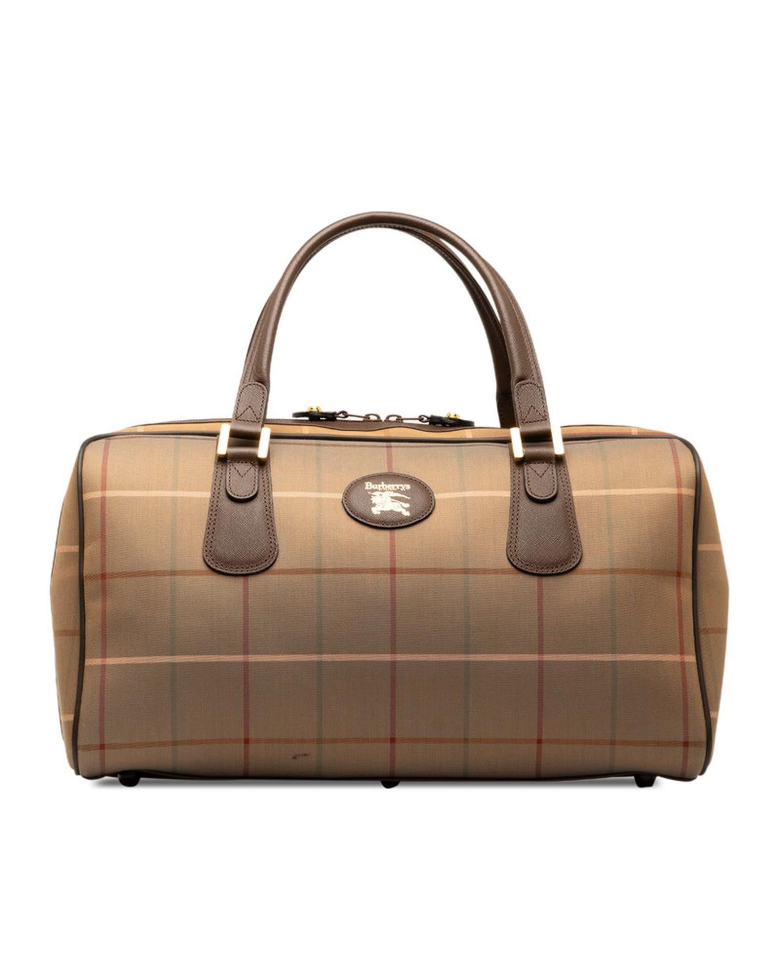 image of Burberry Vintage Check Boston Bag In Bronze, Women's