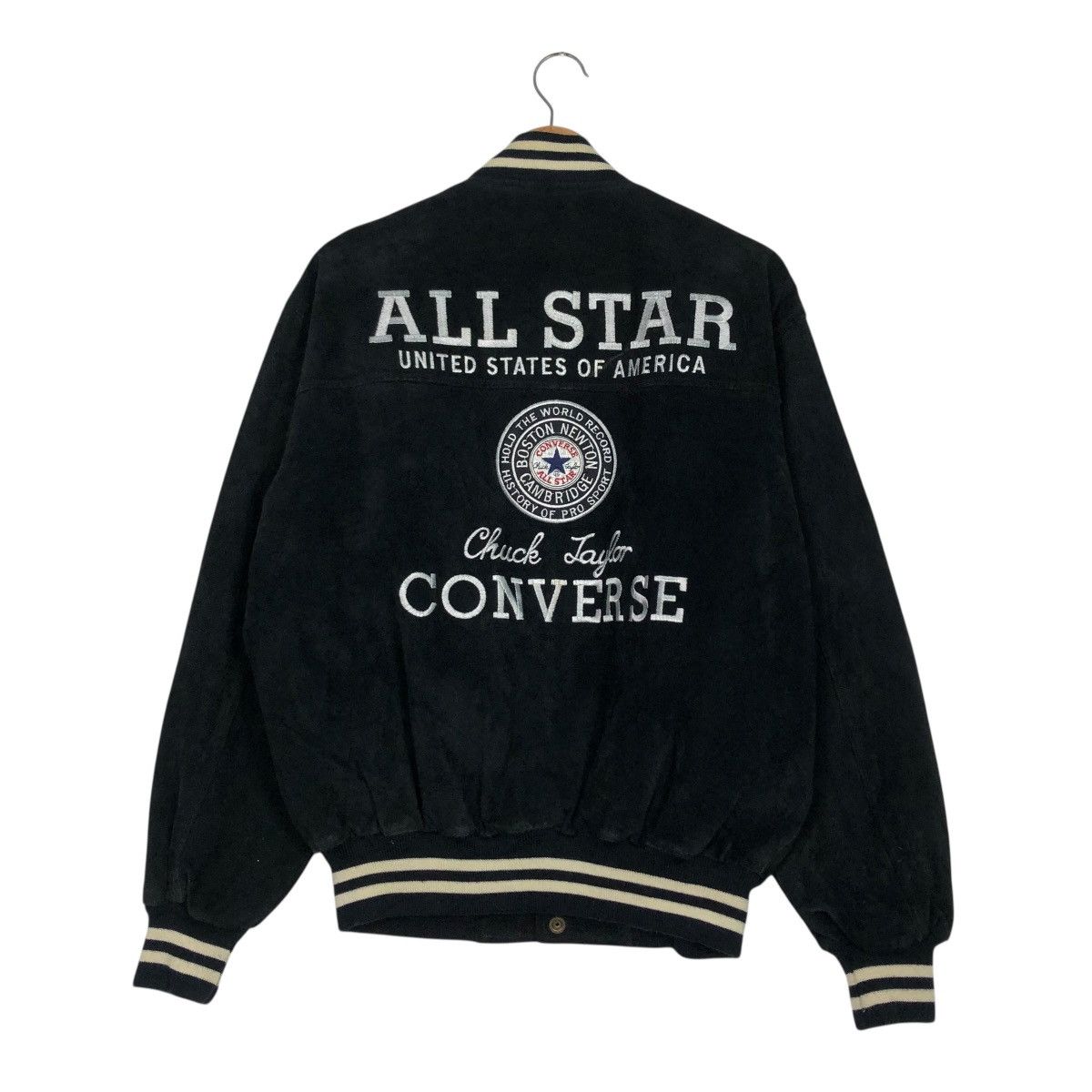 Japanese Brand 🔥VINTAGE BOMBER LEATHER JACKET CONVERSE ALL STAR BOSTON MASS Size US M / EU 48-50 / 2 - 10 Thumbnail