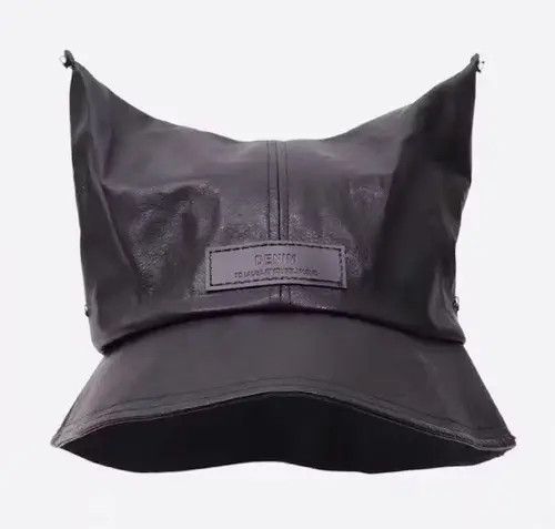 Japanese Brand Y2k punk cat ears pu leather bucket hat aesthetic Size ONE SIZE - 2 Thumbnail