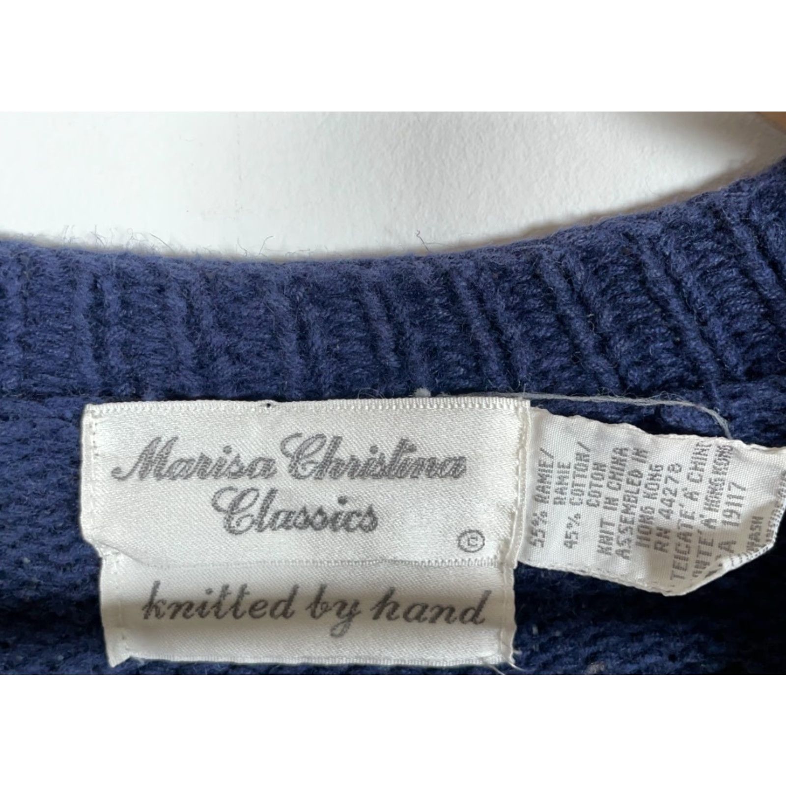 Vintage VINTAGE Marisa Christina Chunky-Knit Cardigan Women's Medium Blue Geometric Autumn Motif Retro 90s Size M / US 6-8 / IT 42-44 - 3 Thumbnail