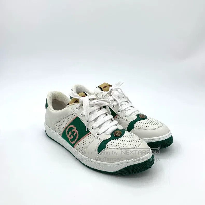 Gucci Gucci White GG enamel green tail lace-on casual sneakers Size US 9.5 / EU 42-43 - 2 Thumbnail