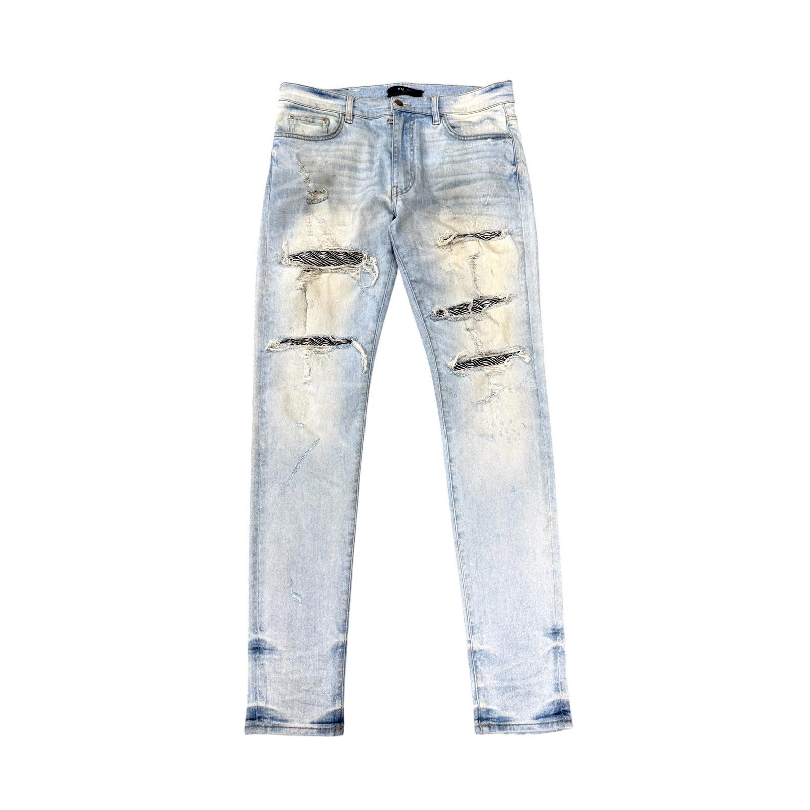 Amiri Amiri Crystal Zebra Thrasher Patch Light Wash Jeans Size US 34 / EU 50 - 1 Thumbnail