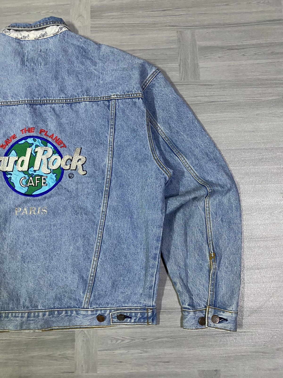 Hard Rock Cafe Vintage Hard Rock Cafe Paris Save The Planet Denim Jacket Size US XL / EU 56 / 4 - 4 Thumbnail
