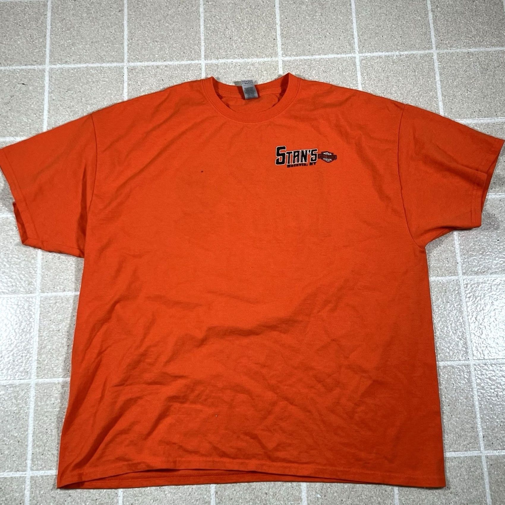 Harley Davidson VINTAGE Harley-Davidson T-Shirt Men 2XL Orange Biker NY Batavia NY Stan’s Batavia NY Mens Size US XXL / EU 58 / 5 - 3 Thumbnail