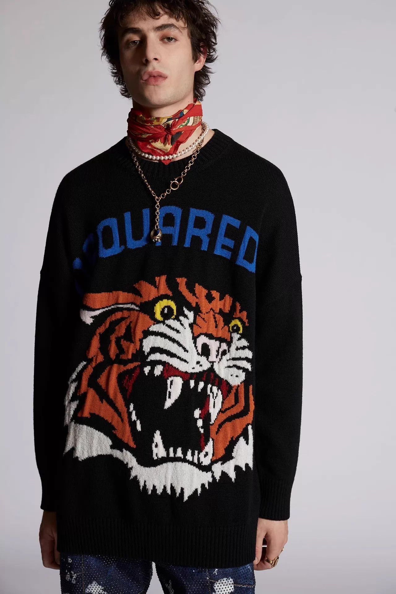 Dsquared2 Black Graphic Knit Sweater Size US XXS / EU 40 - 1 Thumbnail