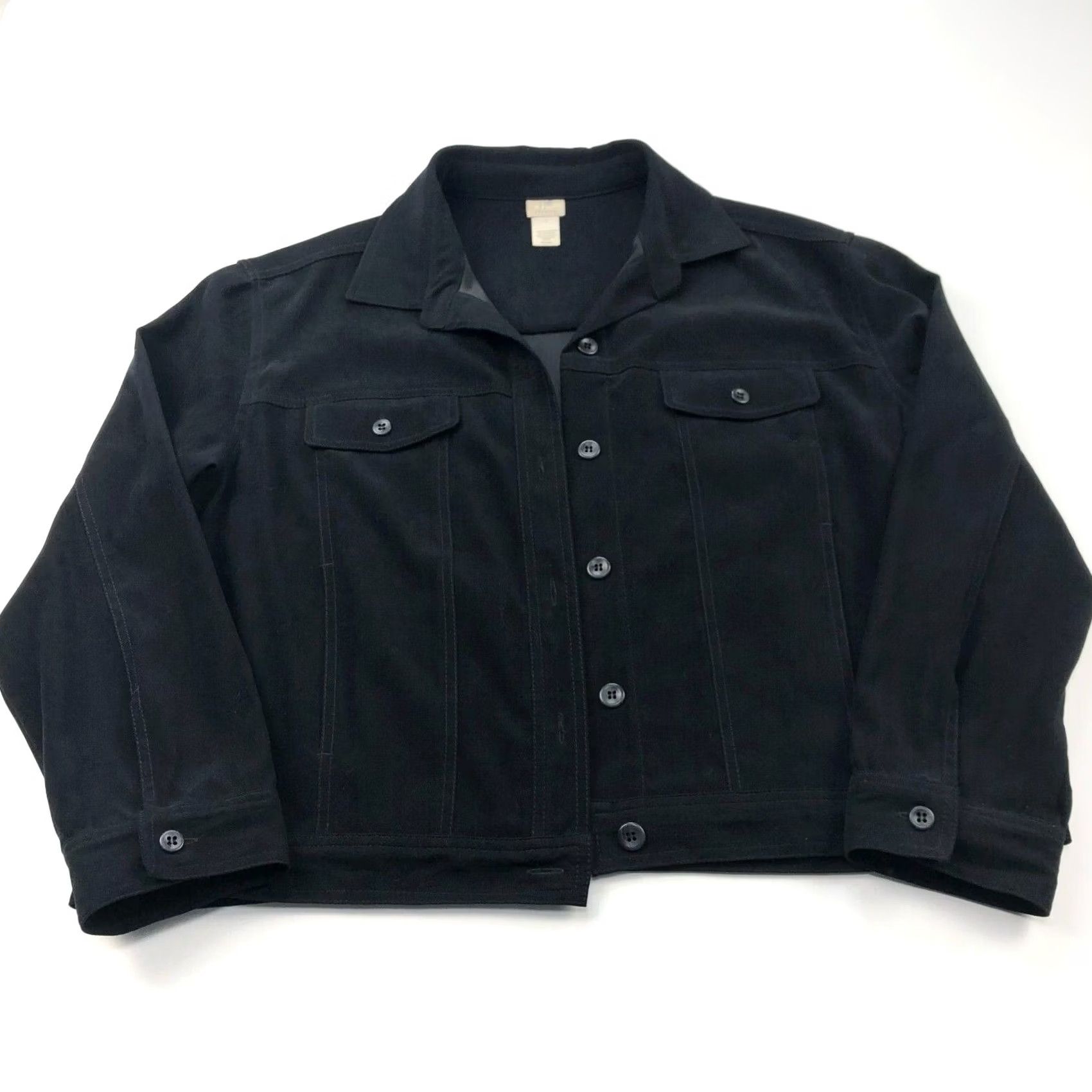 J. Jill J.Jill Blazer Style Jacket Black 4034 Large Womens Polyester Blend Button Long Sleeve Mid-Length Regular Coat - No extra text Size L / US 10 / IT 46 - 2 Thumbnail